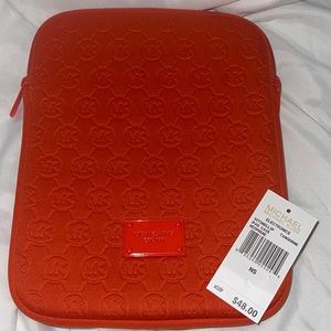 NWT Michael Kors iPad Case tangerine color zippers on top